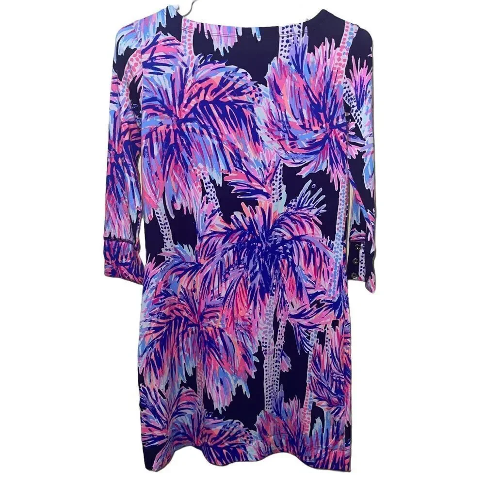 Lilly Pulitzer Sophie UPF 50+‎ Dress Bright Navy Palms Up - Size XS